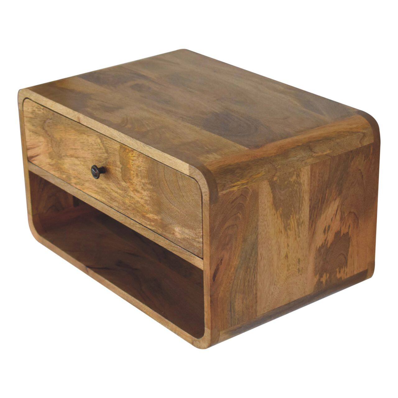 Alt View 2. Artisan Furniture - Artisan Furniture Solid Wood Large Floating Curve Open Slot Bedside, 1 Drawer, Brown - Brown.