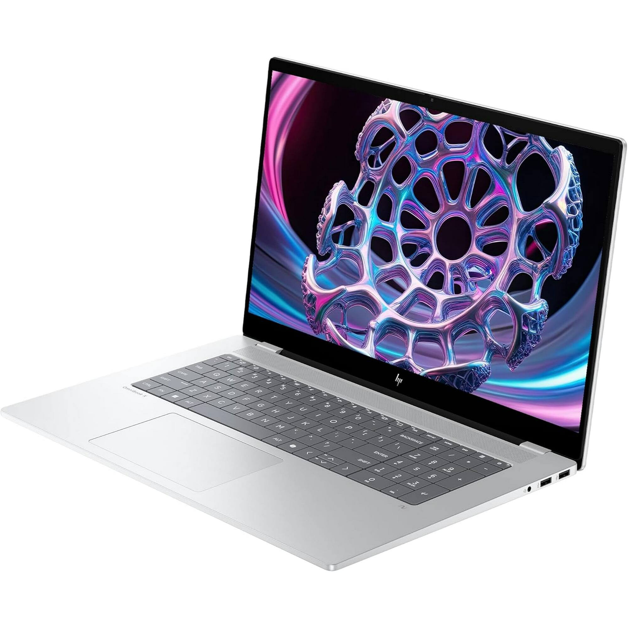 Angle. HP - HP OmniBook X 17.3" FHD Laptop, Intel Core Ultra 7, 16GB, 512GB, Windows 11 - Silver.