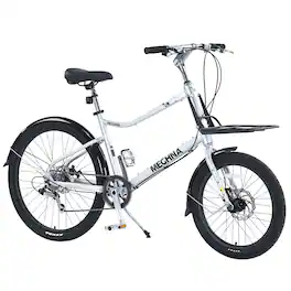 APRILSOUL - 26 Inch Cargo Bike 7 Speed Aluminum Frame Multi Colors Unisex - Silver