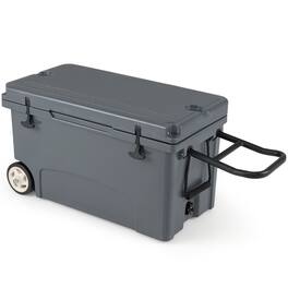 Gymax - 75 Quart Portable Hard Cooler Insulated Rolling Cooler w/6-Day Ice Retention - Gray