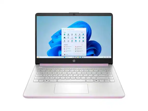 Front. HP - HP 14-dq3140nr 14" HD Laptop, Intel Celeron N4500 1.1GHz, 4GB RAM, 64GB eMMC, Windows 11 Home S Mode, Honey Lavender - Honey Lavender.