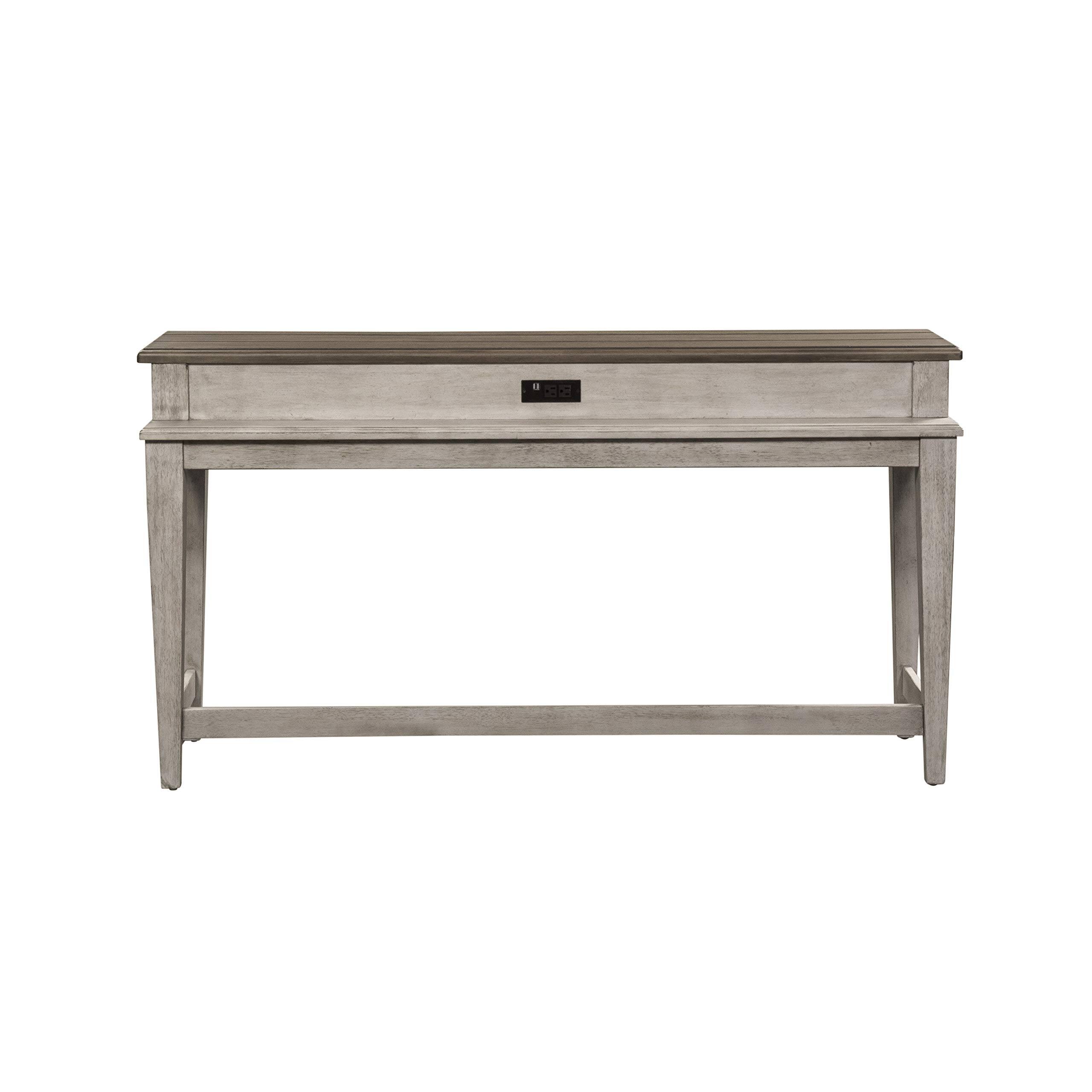 Alt View 1. Liberty Furniture Industries - Heartland Console Bar Table in Antique White w/ Tobacco Top - White.