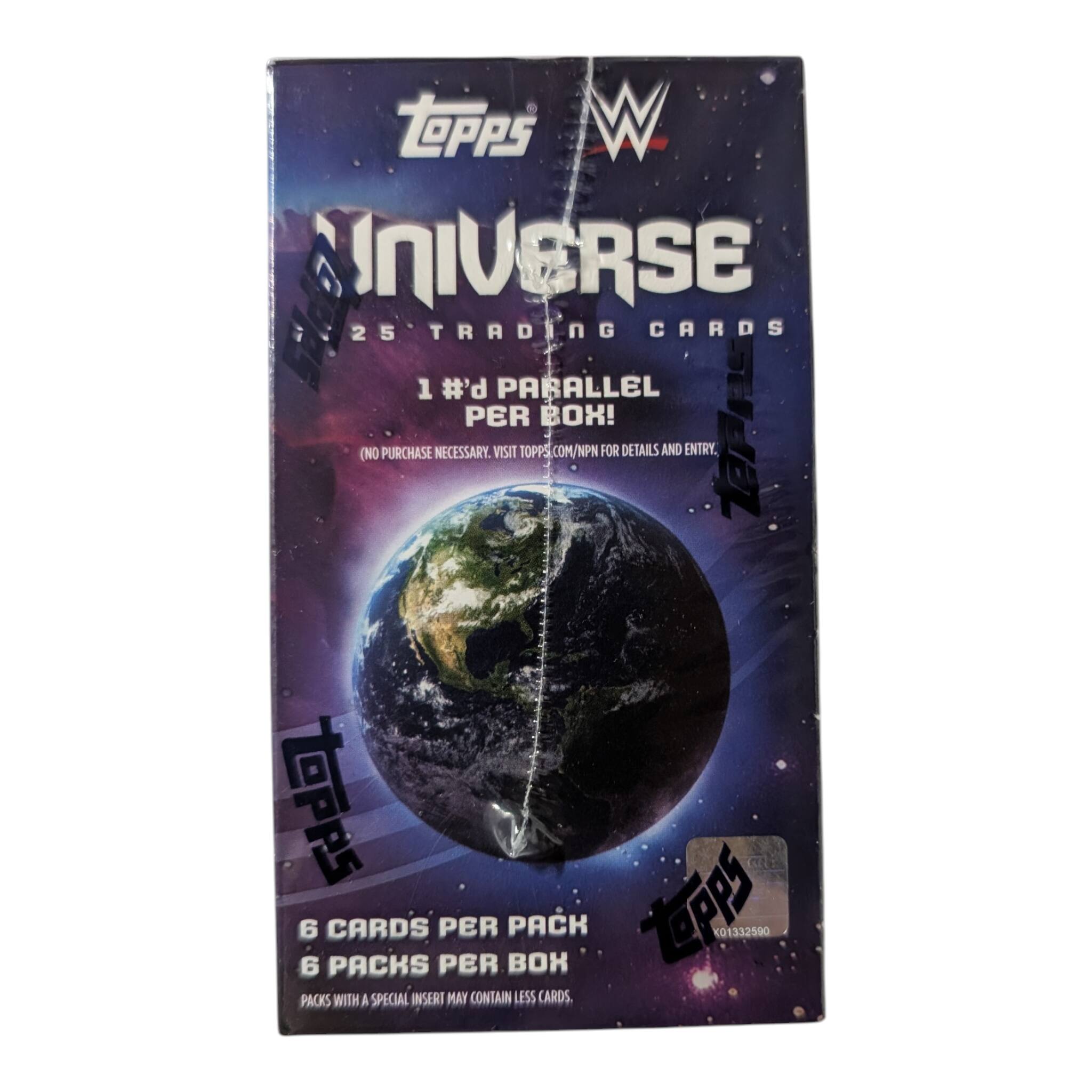 LOPPS W NIVERSE 25 TRADING CARDS 1 #'d PARALLEL PER BOX! (NO PURCHASE NECESSARY. VISIT TOPPS.COM/NPN FOR DETAILS AND ENTRY. TOPPS 6 CARDS PER PACK 6 PACKS PER BOX PACKS WITH A SPECIAL INSERT MAY CONTAIN LESS CARDS