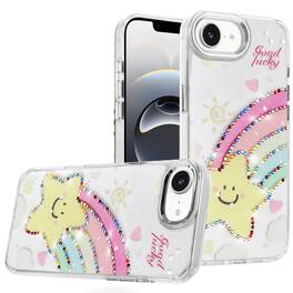 Kitcheniva - Dazzling Colorful Resin Jewel Case With Tempered Glass For iPhone 16e/17e H - Multicolor
