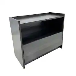Manhattan Lane - Roby Nightstand, Raised Border Top, Storage Shelf and Drawer - Dark Gray