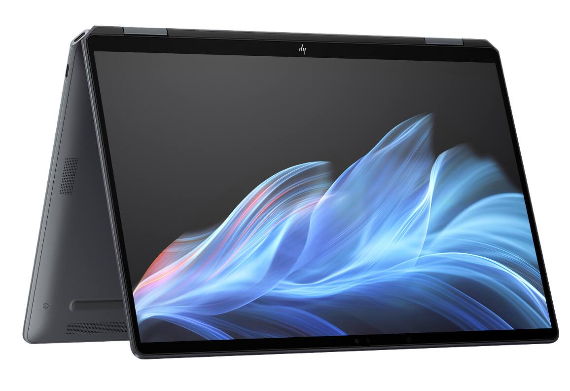 Alt View 3. HP - HP OmniBook Ultra Flip 2-in-1 Laptop 14.0 2.8K Display (Intel Ultra 7-256V, 16GB LPDDR5X, 1TB PCIe SSD, Win 11 Pro) - Eclipse Gray.