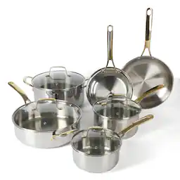 Stainless Steel Gold Handle 10-Piece Cookware Set