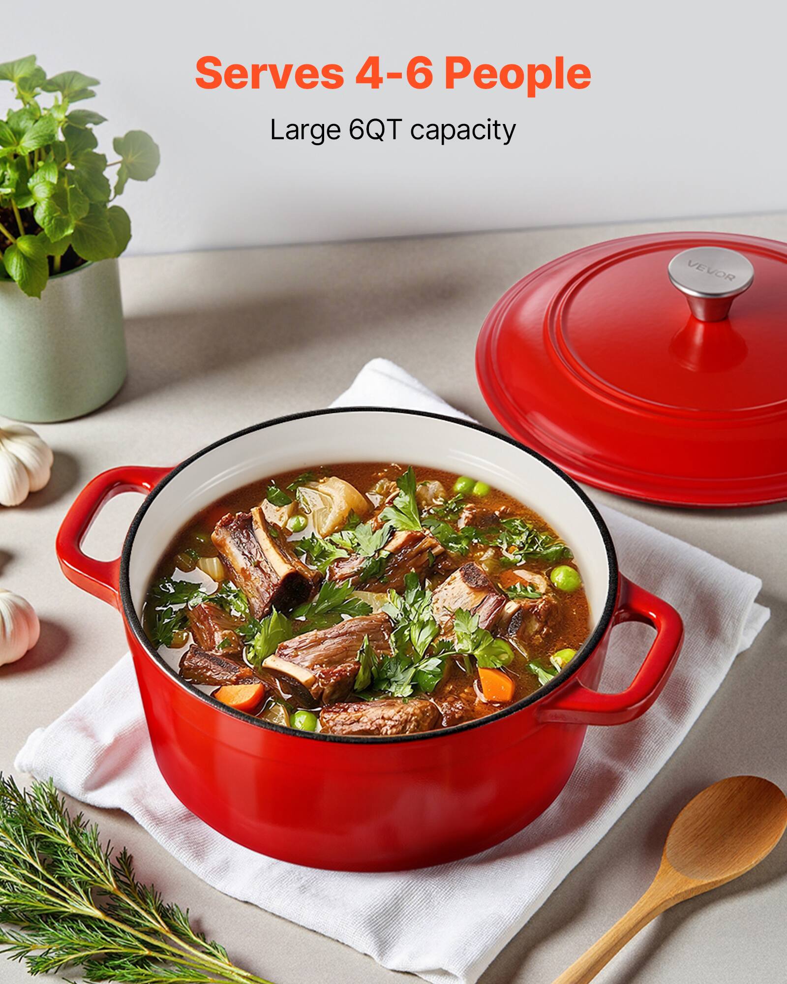 Serves 4-6 People  
Large 6QT capacity