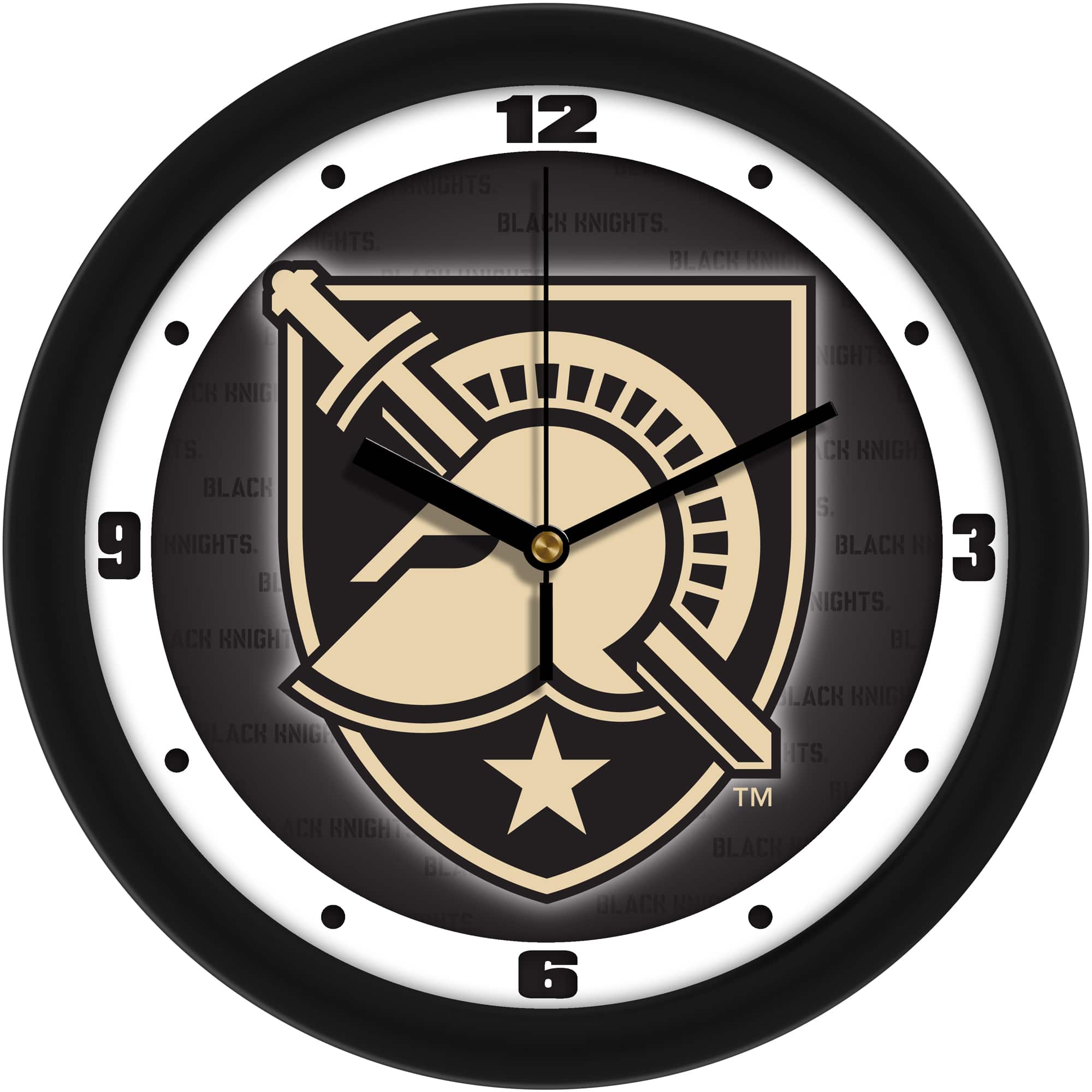 MpDirect - Army Black Knights 11.5'' Suntime Premium Glass Face Dimension Wall Clock - Multicolor