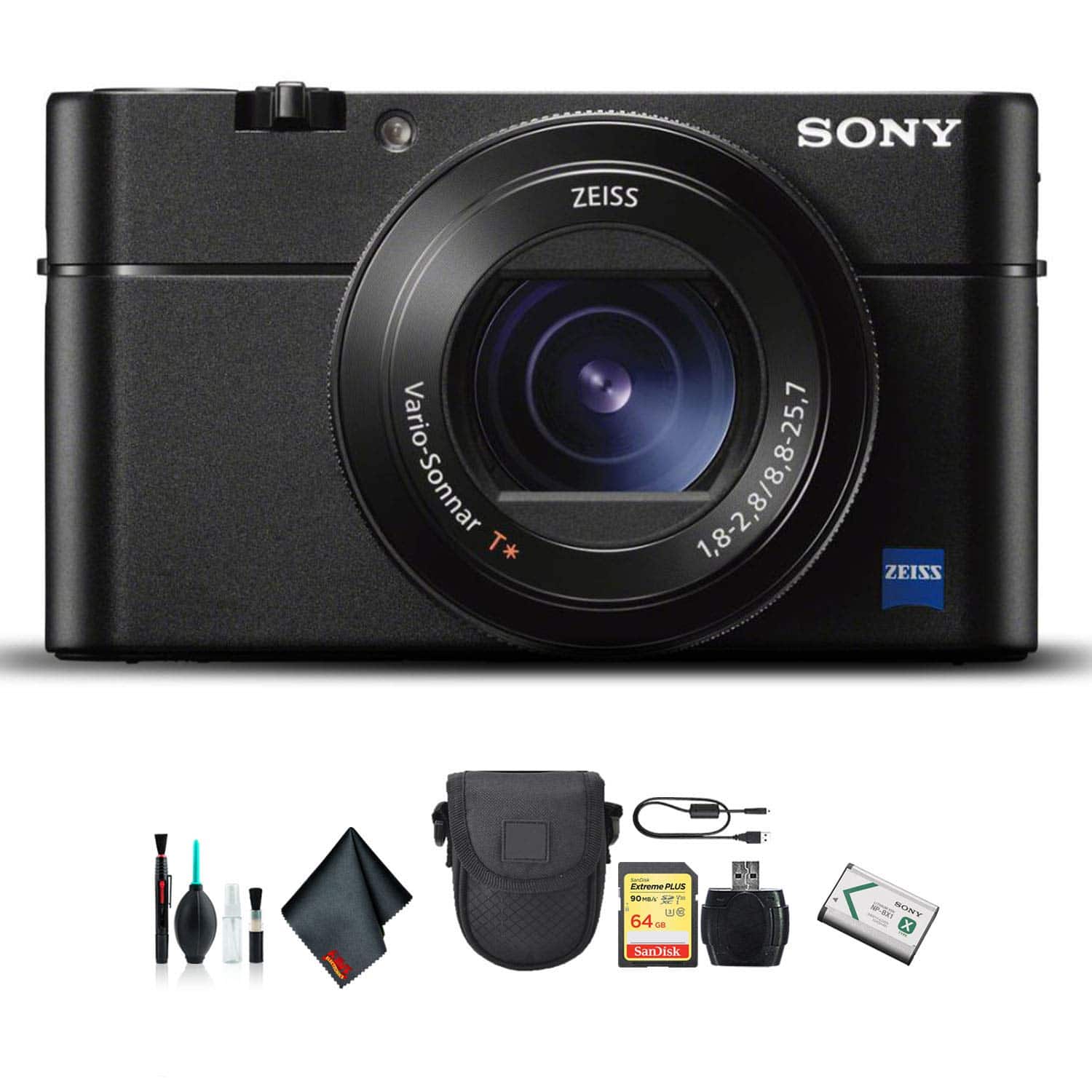 Sony - Cyber-Shot DSC-RX100 VA Camera DSC-RX100M5A/B with Soft Bag, 64GB Memory Card, Card Reader, Plus Essential Accessor