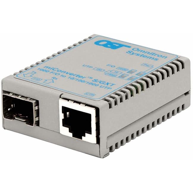 Omnitron Systems - miConverter/s 10/100/1000 Gigabit Ethernet Fiber Media Converter RJ45 SFP - 1 x 10/100/1000BASE-T; 1 x 1000BASE-X - Unknown