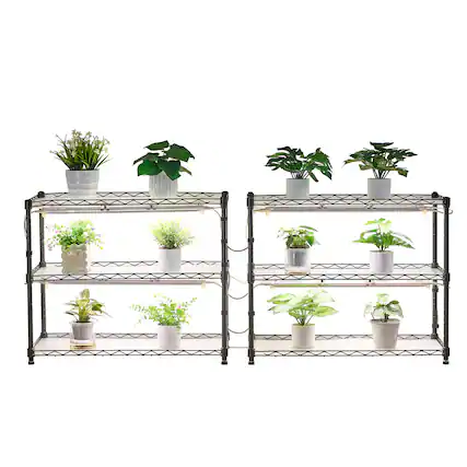 Front. VEVOR - DIY Plant Shelf with Grow Lights, 71 in Tall Indoor Plant Stand with Wheels, 192W 5000K Full Spectrum Grow Lights - Black.