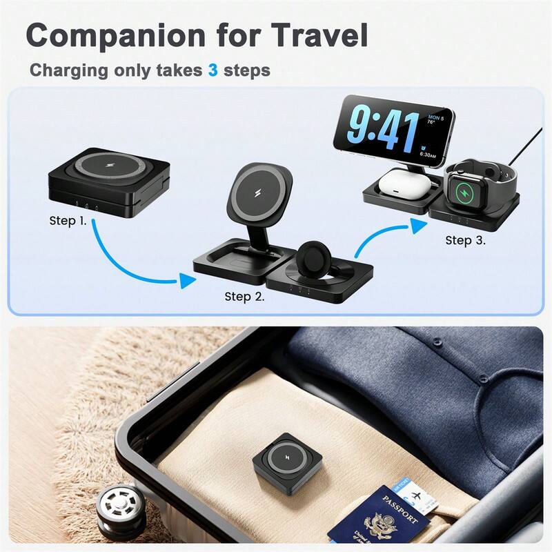 Companion for Travel  
Charging only takes 3 steps  

Step 1.  
Step 2.  
Step 3.  

KA PASSPORT