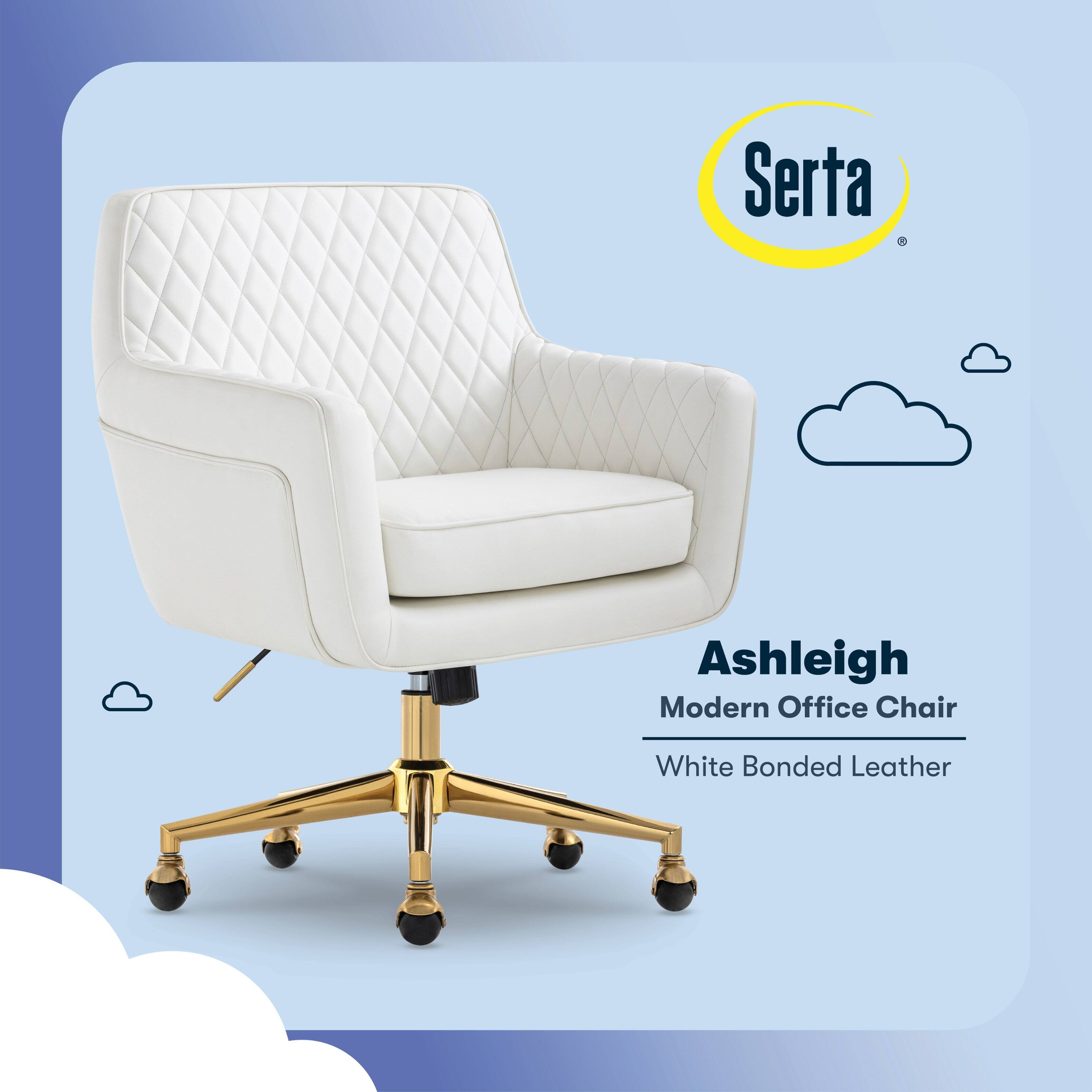 Serta Ashleigh Modern Office Chair White Bonded Leather