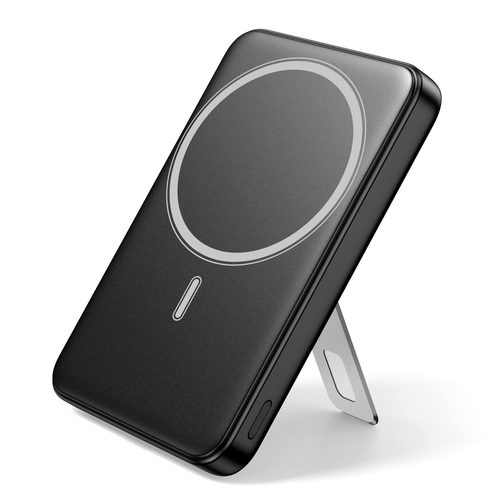 Front. Trigiz - 10000mAh Magnetic Wireless Portable Charger USB C Power Bank with Stand for iPhone - Black.