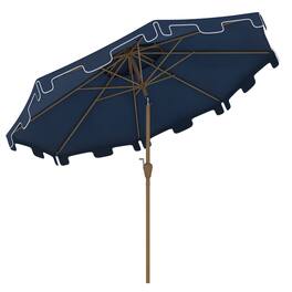 Outsunny - 9' Patio Umbrella with Push Button Tilt and Crank, Double Top Ruffled Outdoor Market Table Umbrella with 8 Ribs - Dark Blue
