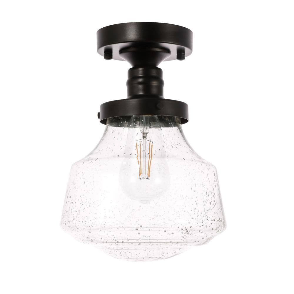 Alt View 7. Living District - Lyle 1 light Black and Clear seeded glass Flush mount - Black And Clear Seeded Glass.