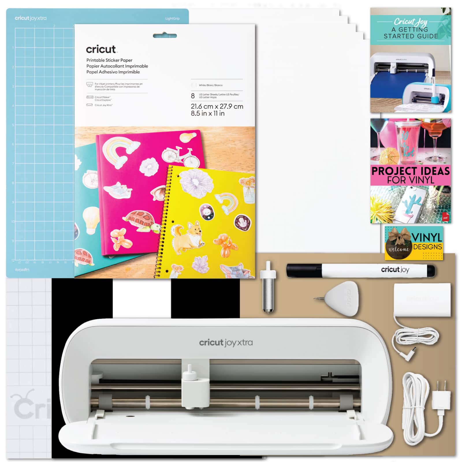 Cricut - Joy Xtra Cutting Machine with Printable Sticker Paper Bundle