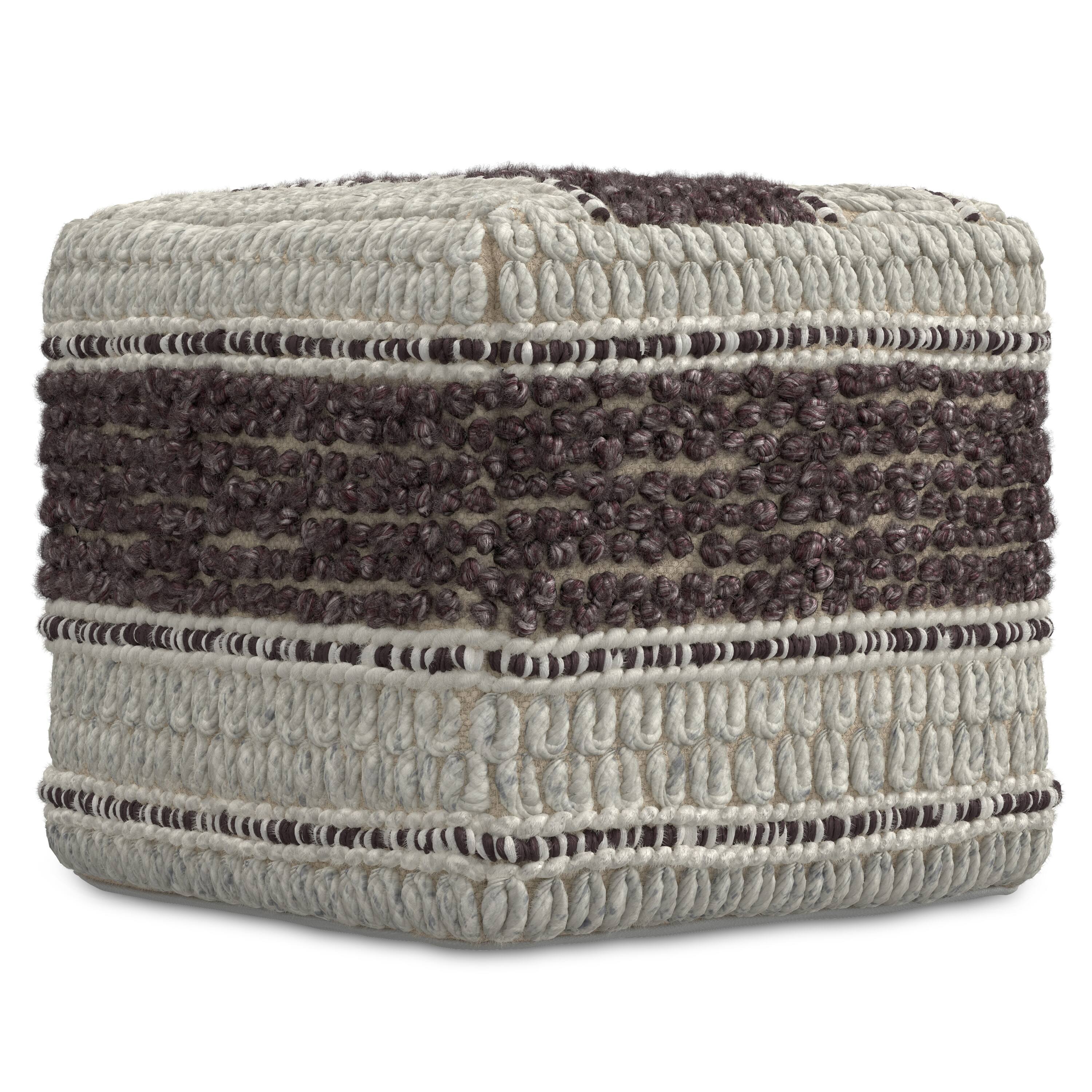 Alt View 1. Simpli Home - Grady 18 inch Wide Contemporary Square Pouf - Magenta and Natural.