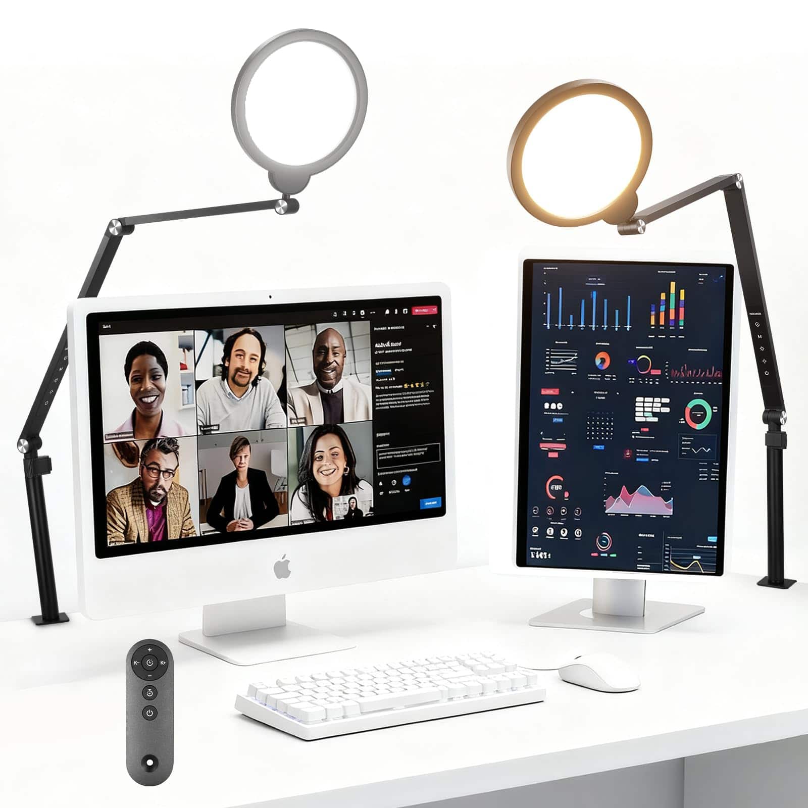 Neewer - 2-Pack 7" Ring Light with Desk Stand & Clamp, 18W, Dimmable, R18