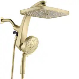 Paradigms Interiors - High Rain Shower Head Upgrade Heads With Handheld Spray Combo Fixed Showerhead And 10 Sprays Head Detachabl - Desert Gold-2.5GPM
