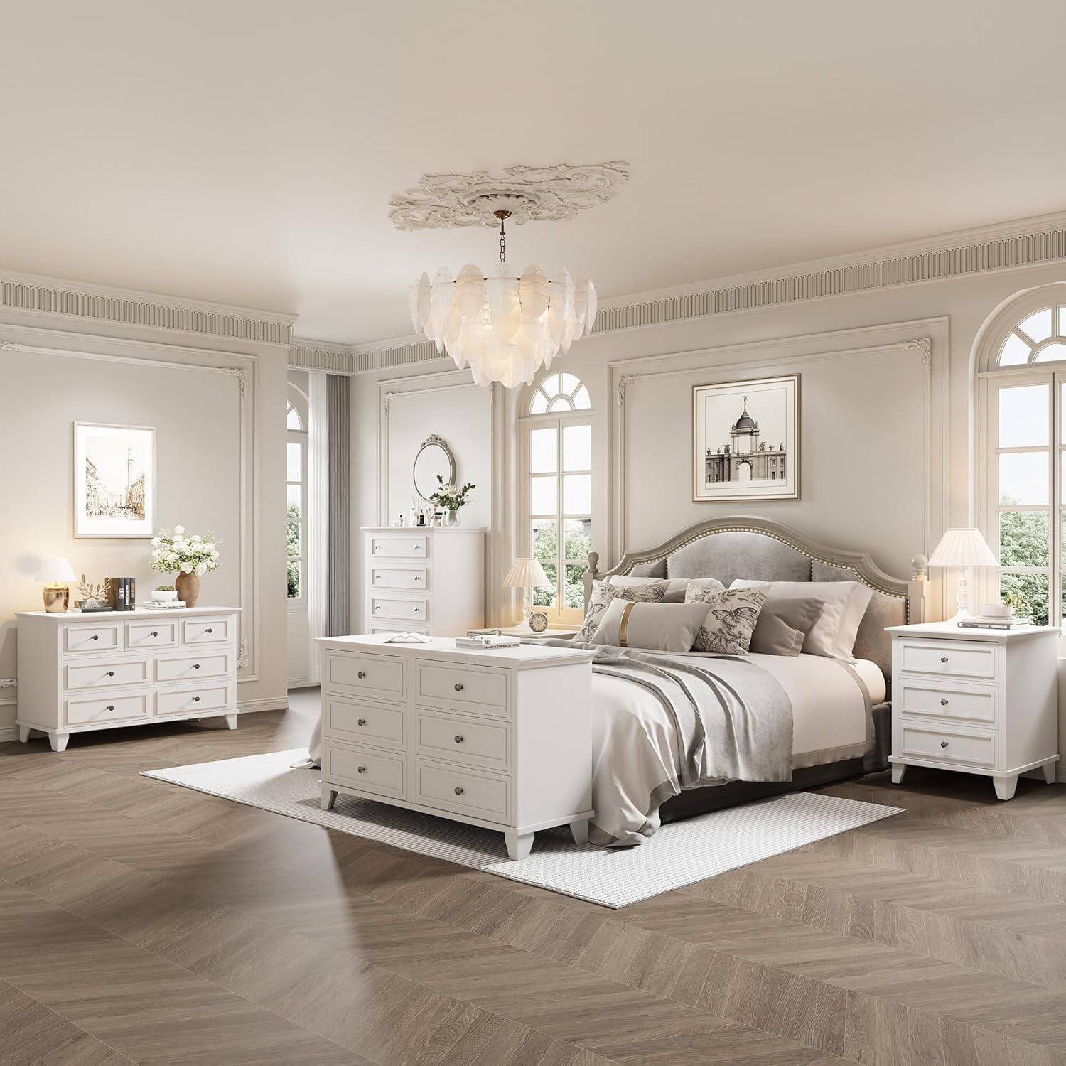 Alt View 2. Jojoka - Storage Cabinet White Dresser for Bedroom  7 Drawer Dresser for Living Room, Hallway, Entryway - White.