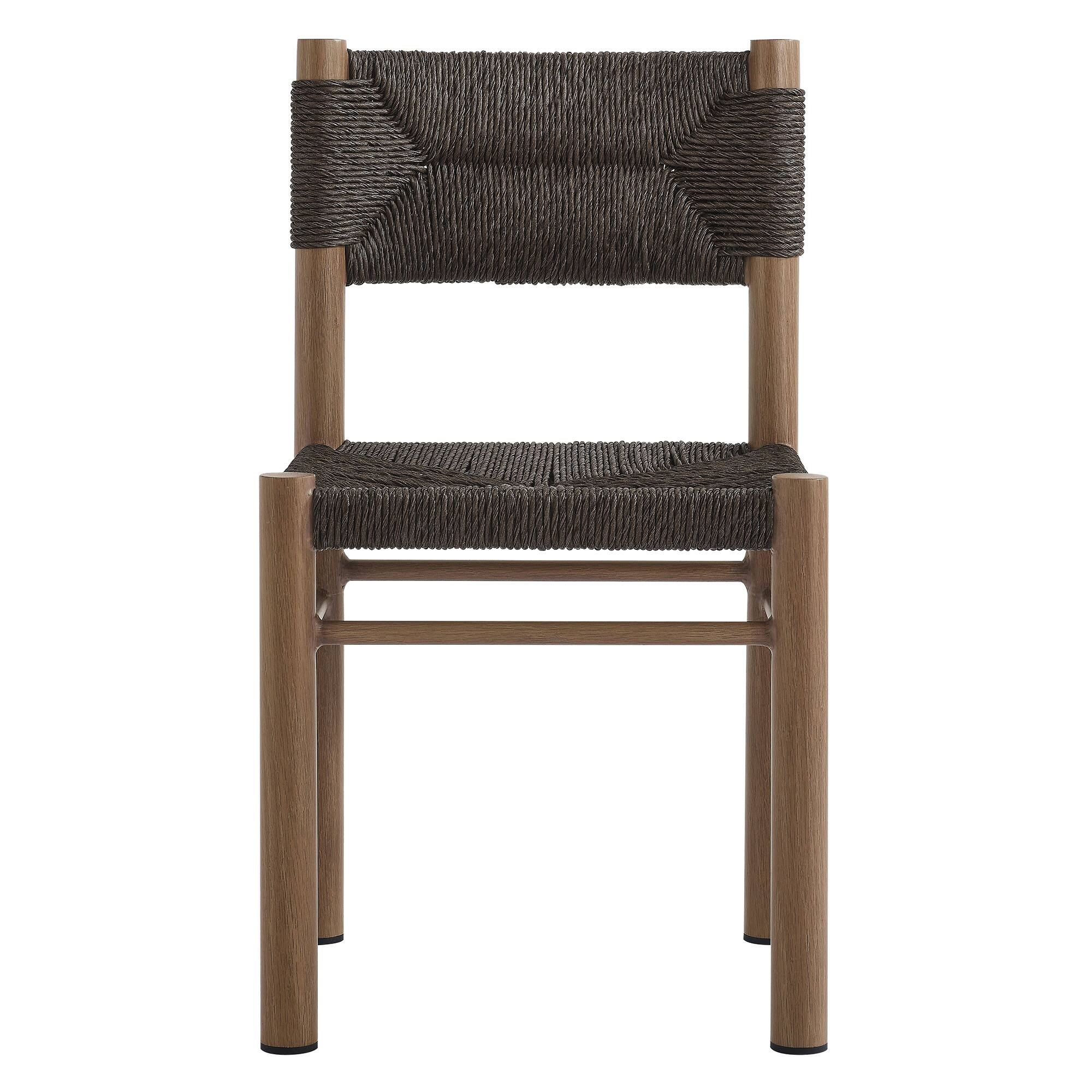 Alt View 6. Modway - Parkland Outdoor Patio Rattan and Aluminum Dining Side Chairs Set of 2 by Modway - Walnut.