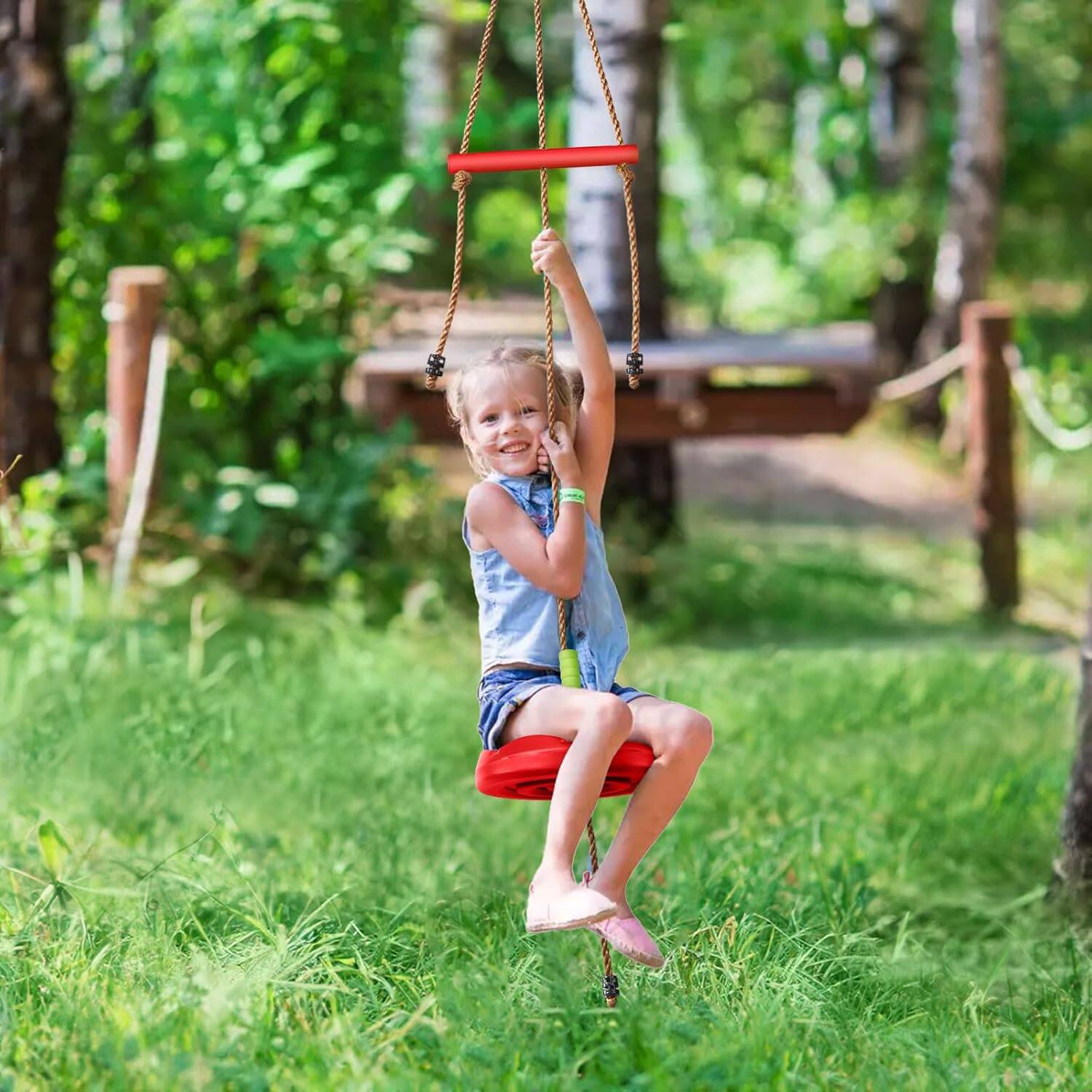 Alt View 8. AGPtek - Disc Swing with Monkey Bars Tree Swing Set - Red.