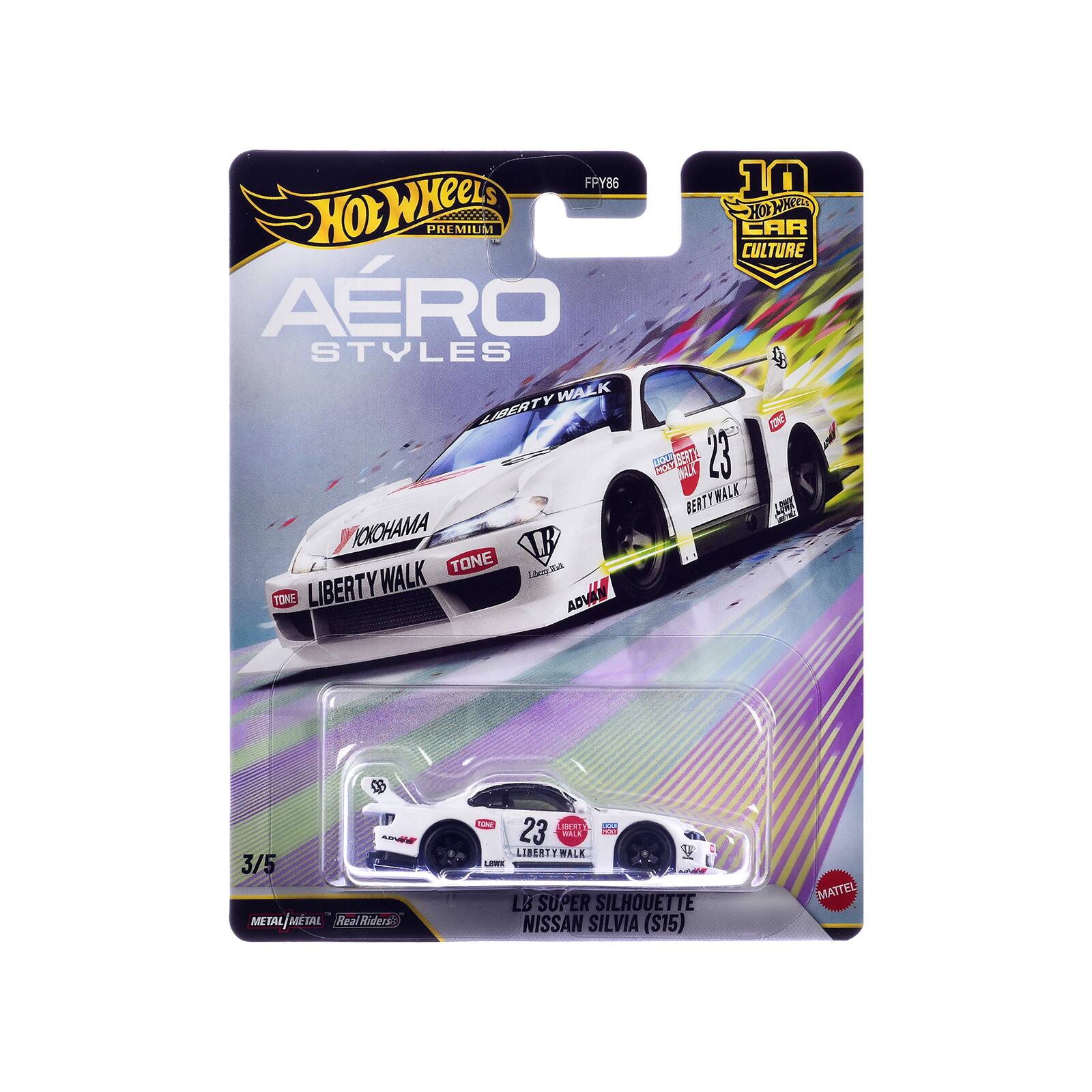 Nissan Silvia (S15) LB Super Silhouette RHD #23 White with Graphics "Aero Styles" Series Diecast Model Car by Hot Wheels