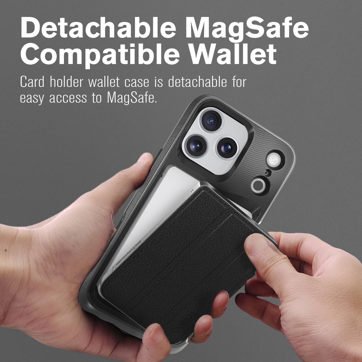 Detachable MagSafe Compatible Wallet

Card holder wallet case is detachable for easy access to MagSafe.