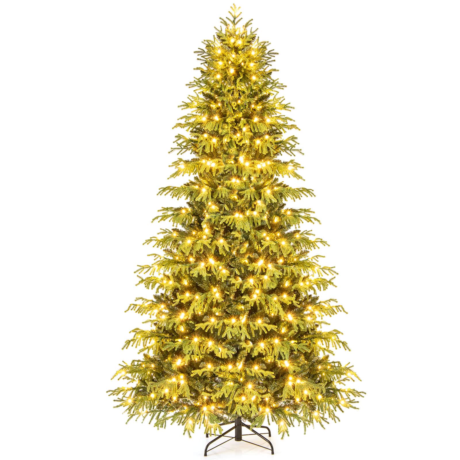 Gymax - 8 FT Pre-Lit Artificial Christmas Tree Hinged Full Xmas Tree w/ 1470 PVC & Soft TPE Branch Tips - Green price history on PriceWatchPro