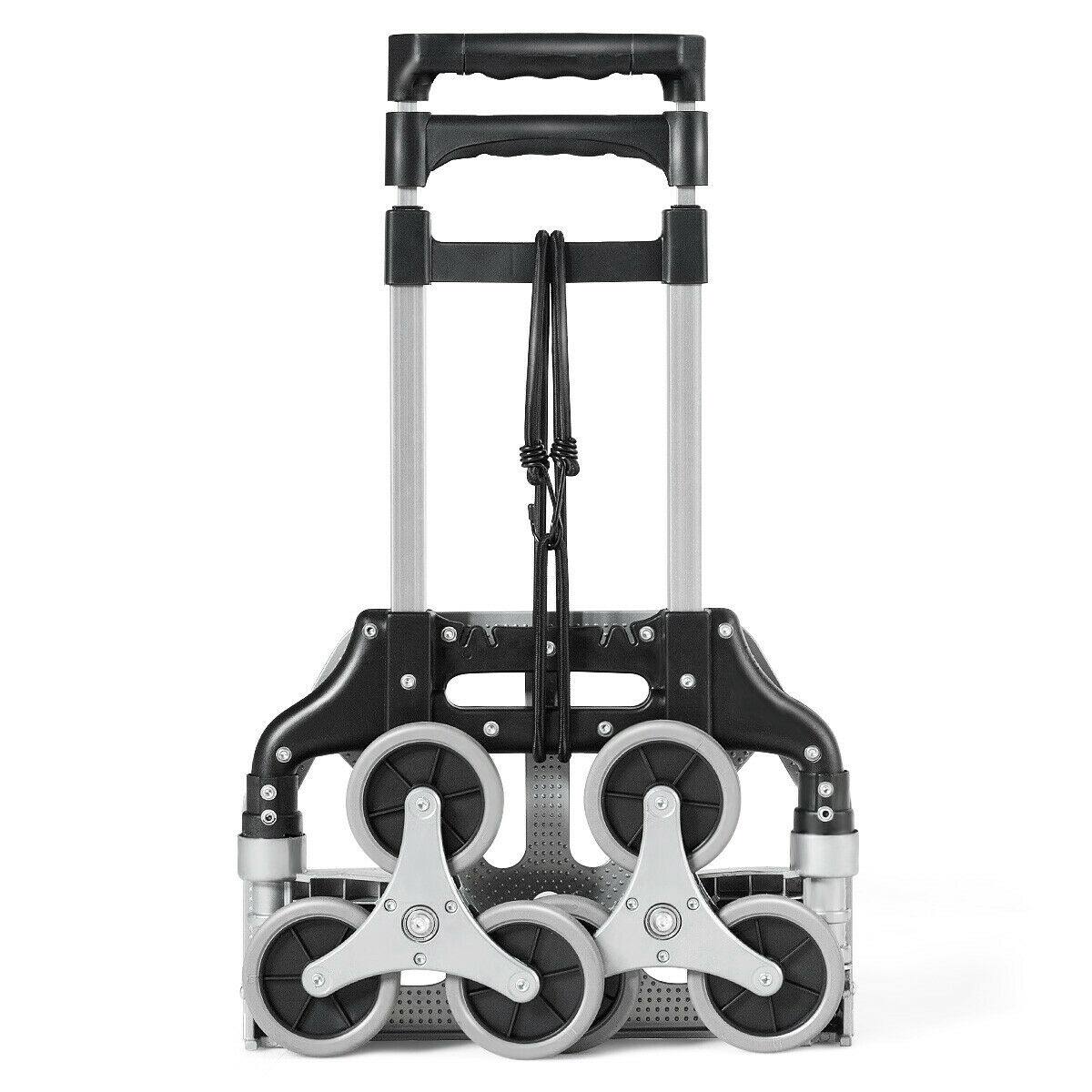 Alt View 5. Gymax - Gymax Folding Stair Climbing Cart Portable Hand Truck Utility Dolly w/ Bungee Cord - Black, Silver.