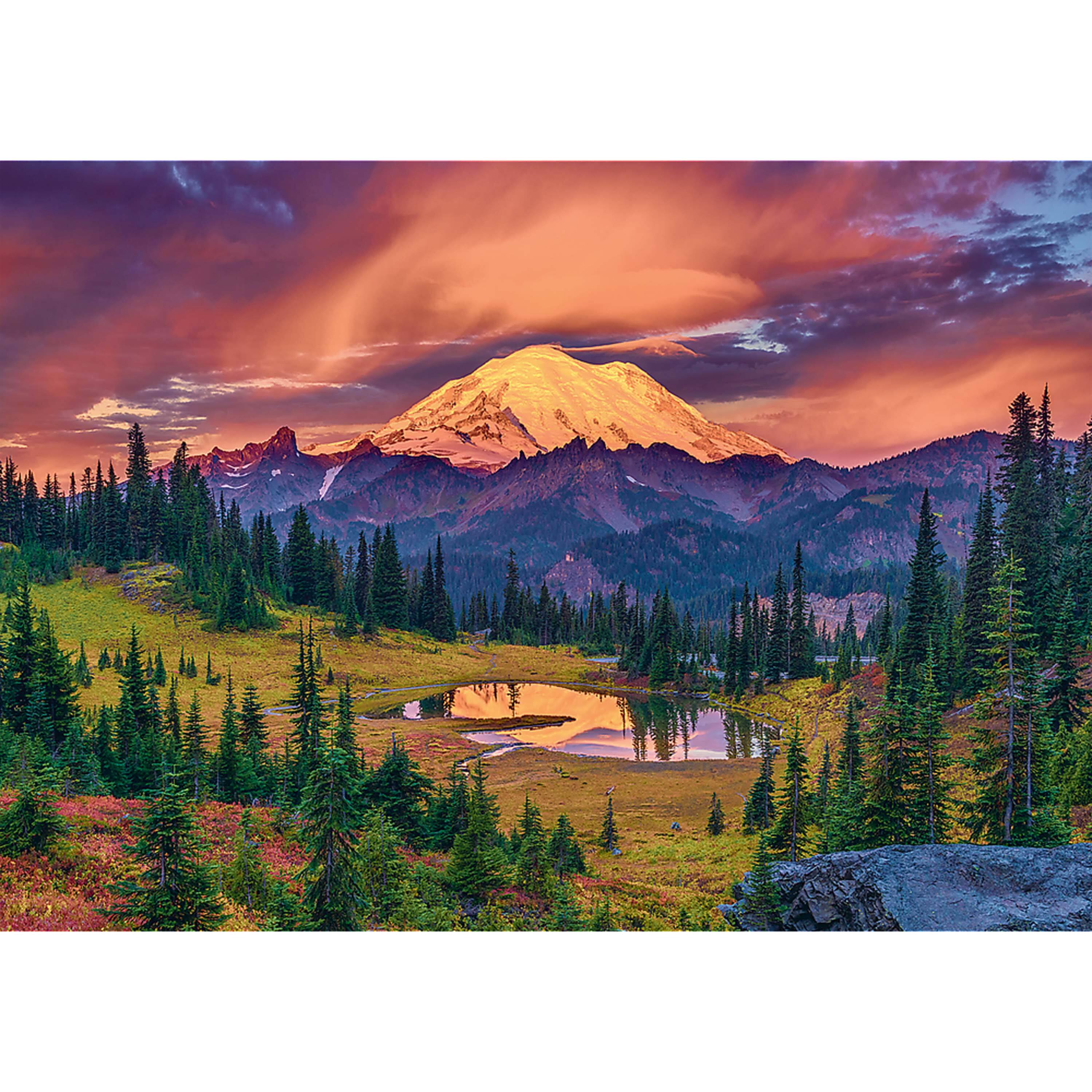 Angle. Trefl - Trefl Red 1000 Piece Puzzle - Mountain Sunset.