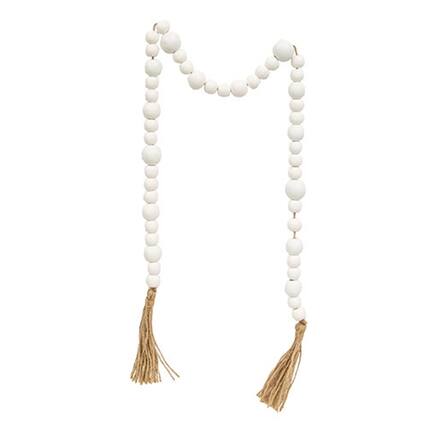 Front. BreeBe - *White Beaded Garland with Tassels 48" - White.