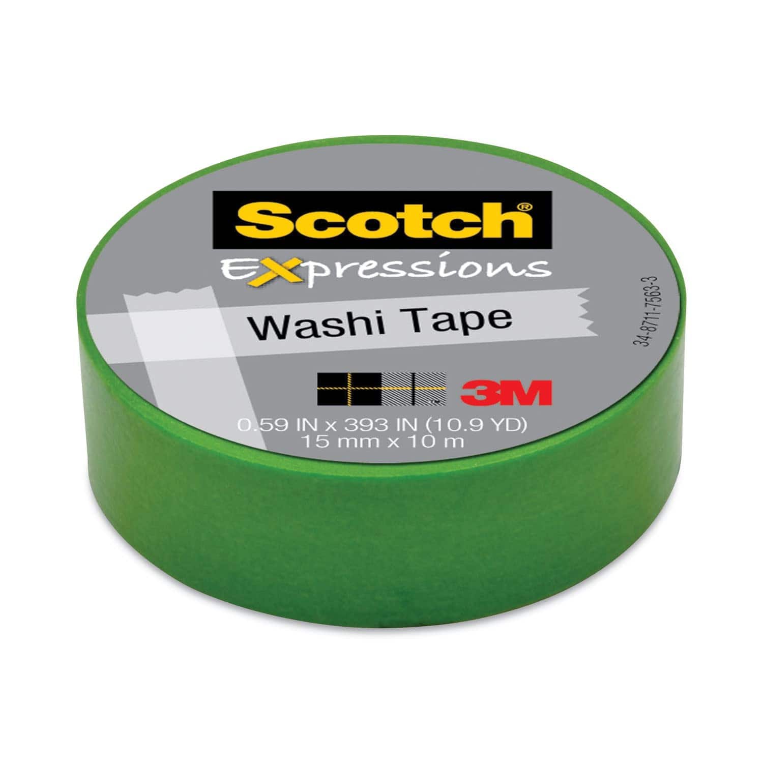 "3M - Scotch Expressions Washi Tape, 1.25"" Core, 0.59"" X 32.75 Ft, Green" price history on PriceWatchPro
