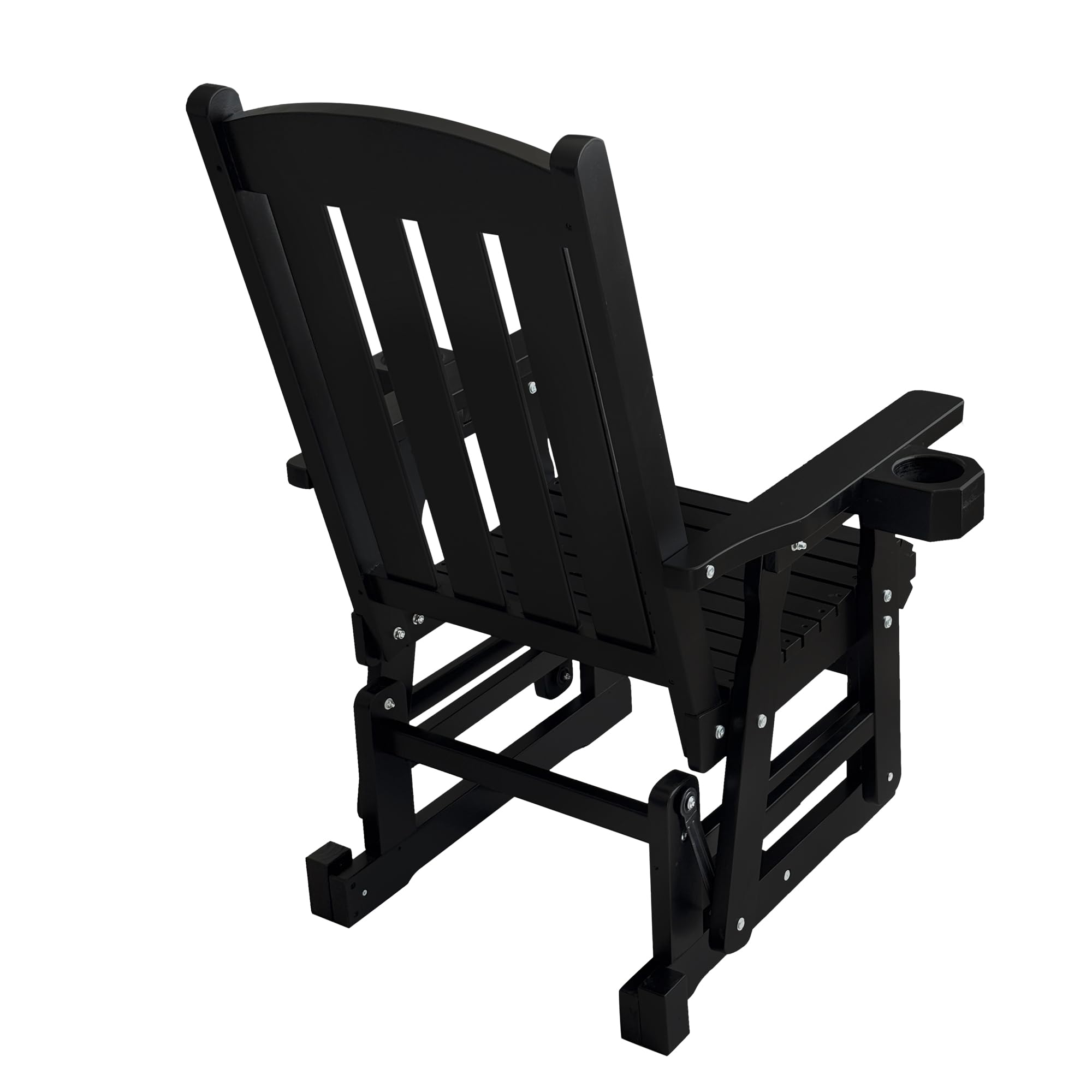 Back. Fortune Candy - Wooden Patio Glider for One Person, with High Back and Deep Contoured Seat, Solid Fir Wood, Heavy Duty 600 LBS - Black.