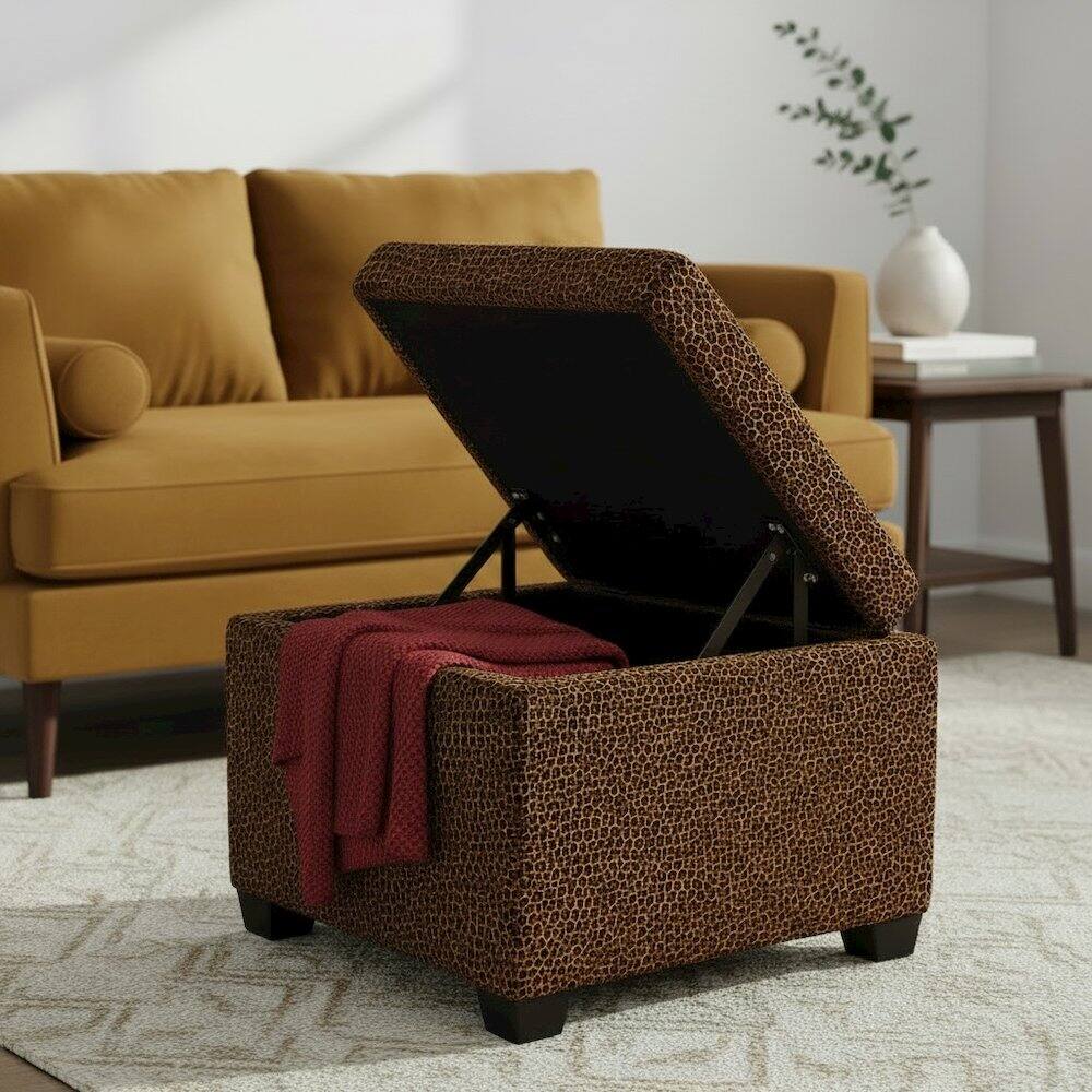 Back. Sanford - Jackson Square Storage Ottoman Velvet Leopard - Leopard Print.