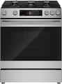 Bosch - 300 Series 30 in. Wide 5.8 Cu. Ft. Slide-In Gas Convection Range with Steam cleaning and 5 Burners - Stainless Steel