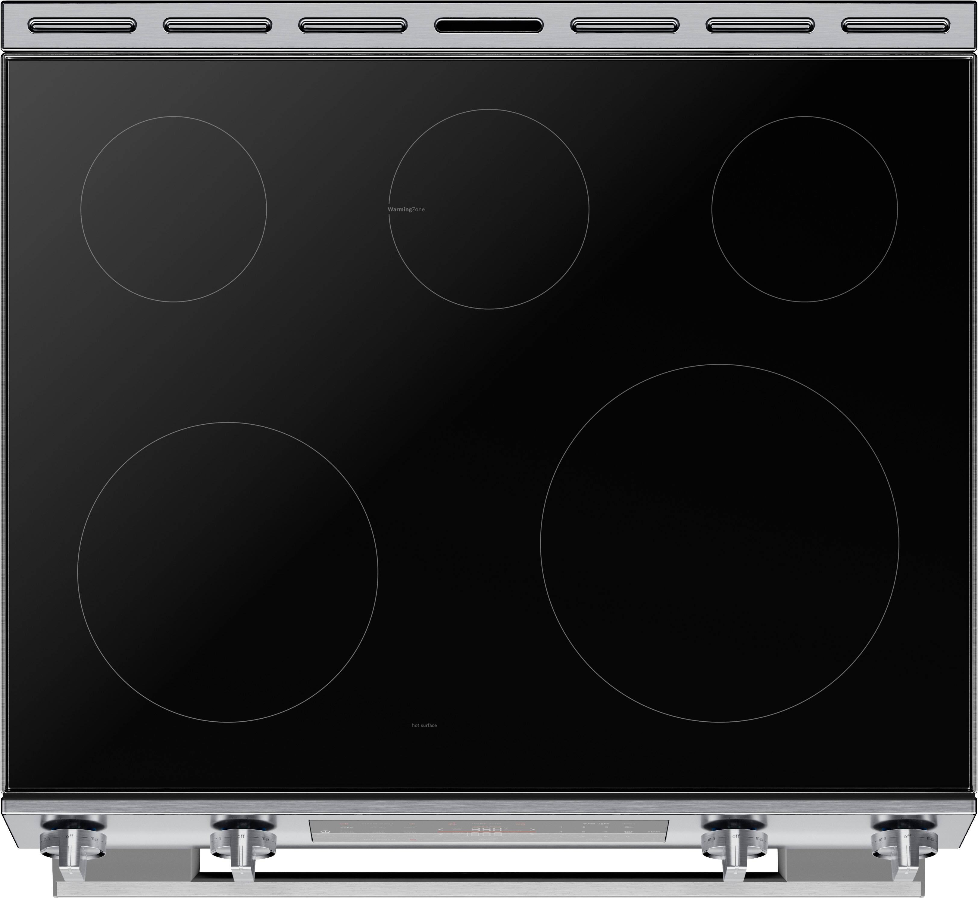 Alt View 8. Bosch - 100 Series 5.8 Cu. Ft. Slide-In Electric Convection Range with Steam-Assist - Stainless Steel.