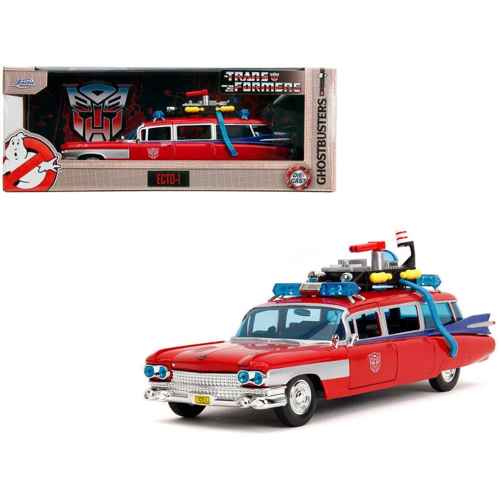 Jada - 1959 Cadillac Ambulance Ecto-1 Transformers x Ghostbusters (1984) Crossover Hollywood Rides 1/24 - Red