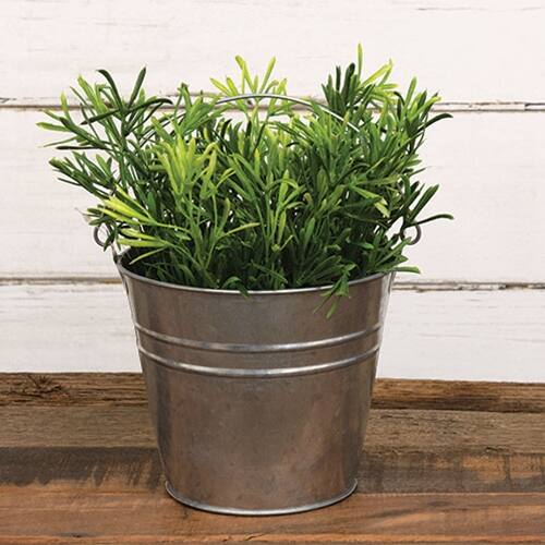 Angle. BreeBe - Galvanized Metal Bucket 6.25" dia x 5.5"H - Silver.