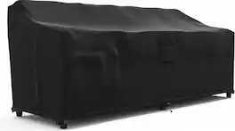 KHOMO GEAR - Outdoor Couch Cover Waterproof, 3-Seater Patio Sofa and Loveseat Cover with Vents and Leg Straps - 76"W x 33"D x 32.5"H - Black