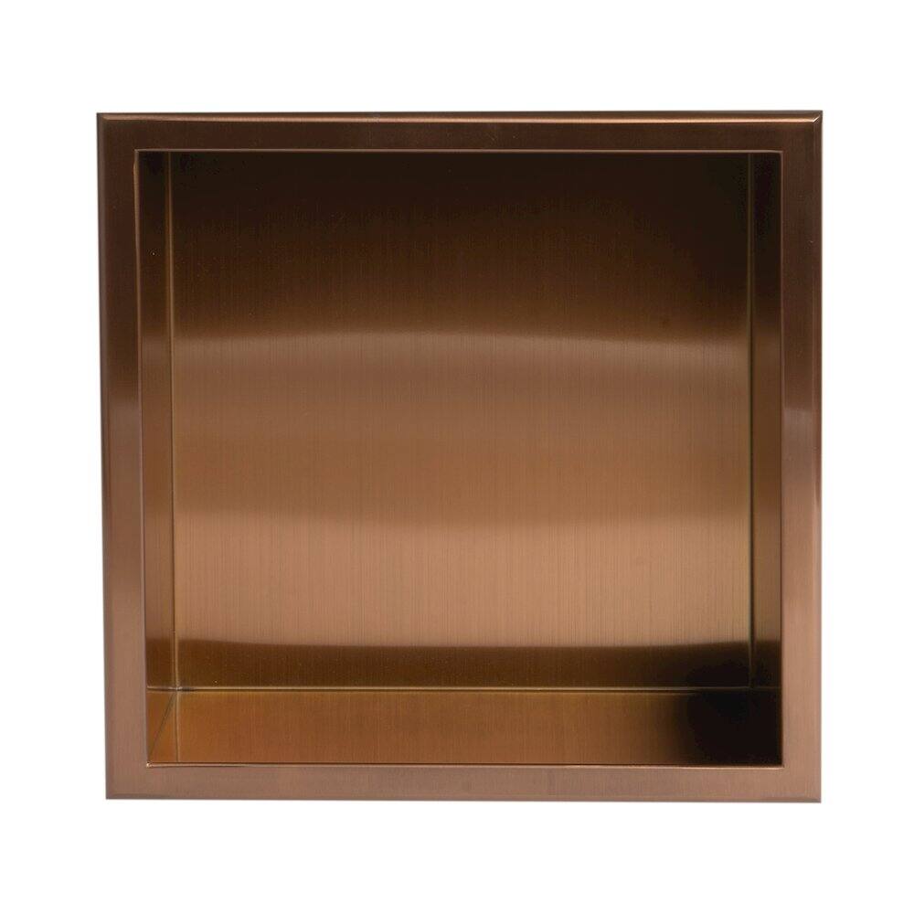 Alt View 1. Alfi - 12" x 12" Brushed Copper PVD Stainless Steel Square Single Shelf Shower Niche - Brown.