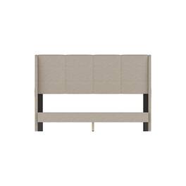Famapy - Upholstered Bed Frame: Plush Linen Headboard & Reinforced 10 - Slat Support - Off-White