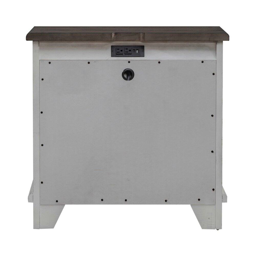 Left. Liberty Furniture Industries - 3 Drawer Nightstand with AC USB Charging Station Cottage - Riverstone White & Tobacco.