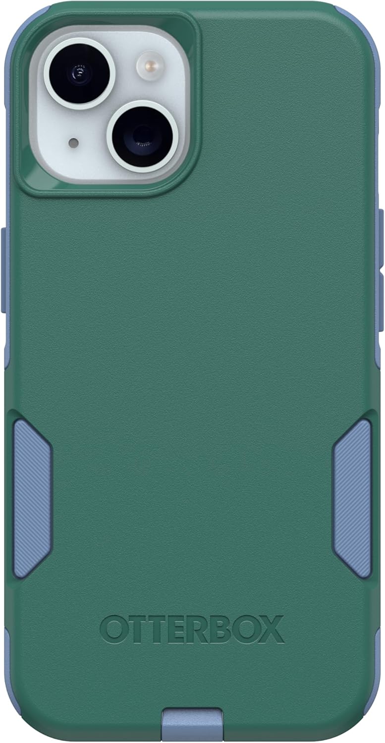 Left. OtterBox - OtterBox - Commuter Series Hard Shell Case for Apple iPhone 16e, Apple iPhone 15, Apple iPhone 14, & Apple iPhone 13 - Regal Bay (Green & Blue).