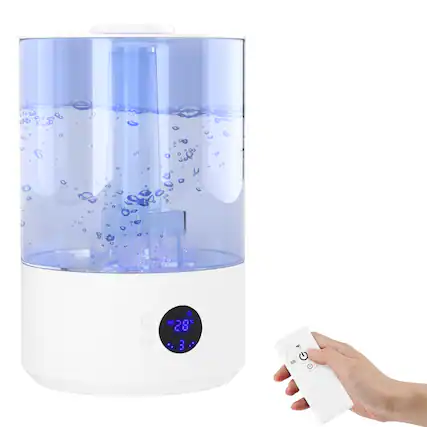 Front. Topteng - 2.1Gal Large Capacity Cool Mist Humidifier with UV-C Sterilization,Ultra Quiet,Dual Mist Outlets & Remote for Large Room - White.