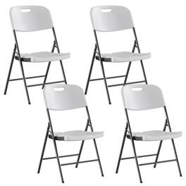 Vecelo - Folding Dining Table and Chairs Set – Heavy Duty HDPE Portable Table for Family Gatherings, Camping & Parties - 4 White Chair