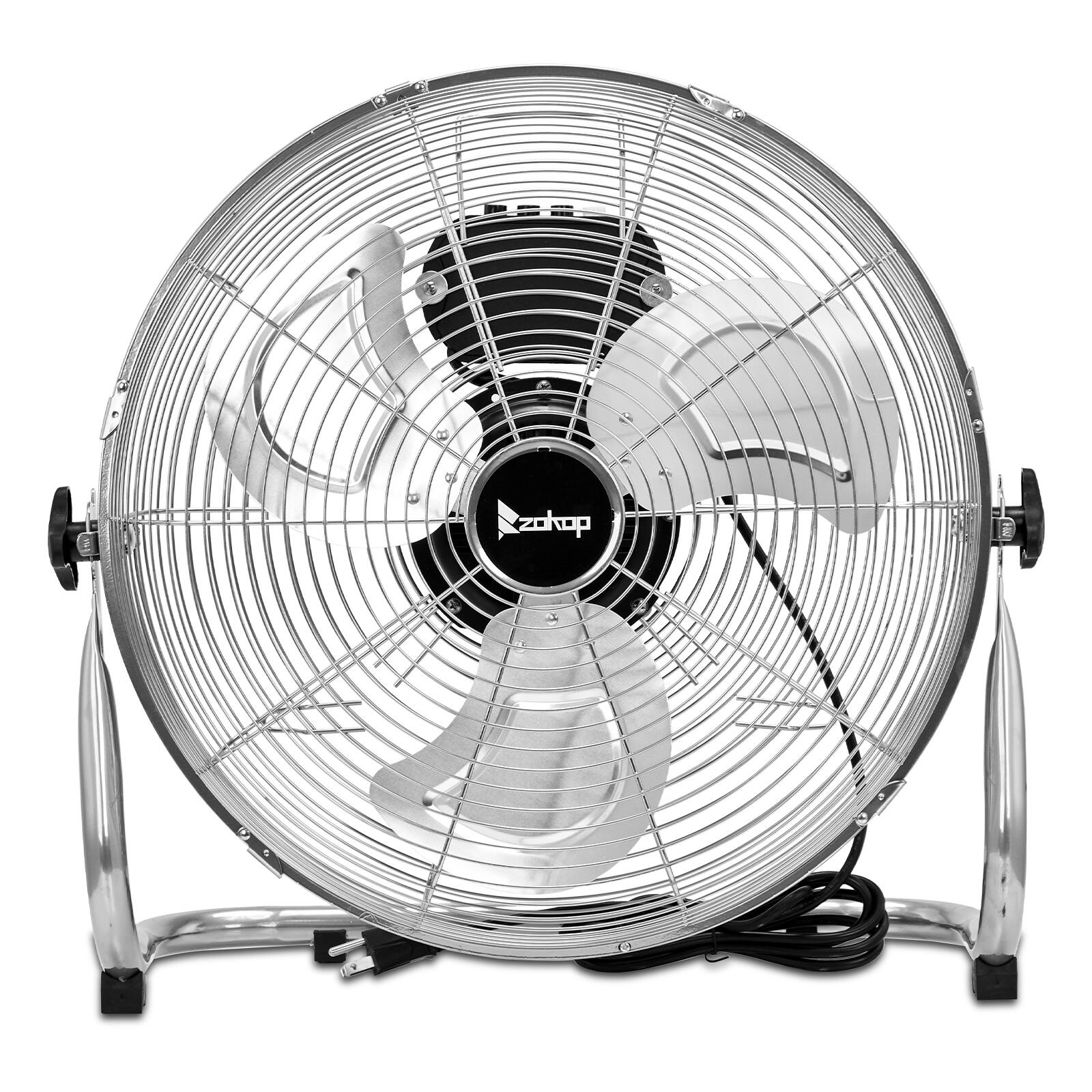 Angle. Winado - 20" 3-Speed High Velocity Heavy Duty Metal Floor Fan with handle, 4860 CFM,90°~180°-Degree Tilt, Powerful Airflow Fan - Silver.