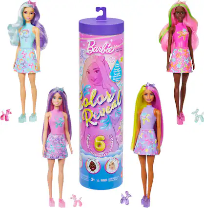 Barbie Color Reveal 6 Surprise 6 Surpresa Surpresas 3+ Warning DO NOT SWALLOW